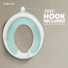 Jool Baby aqua potty seat with splash guard helps reduce messes.