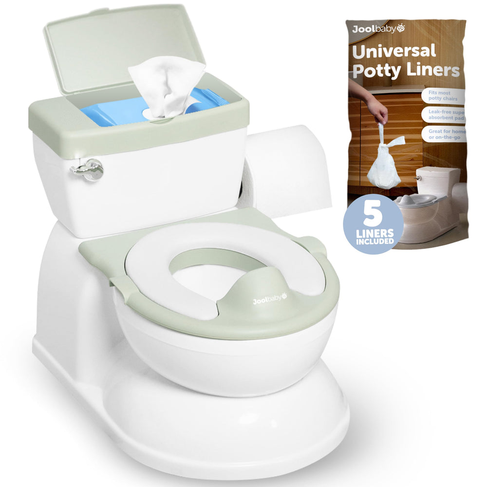 Jool Baby Real Feel 2-in-1 Potty front view in Sage enhances kid-friendly potty training.