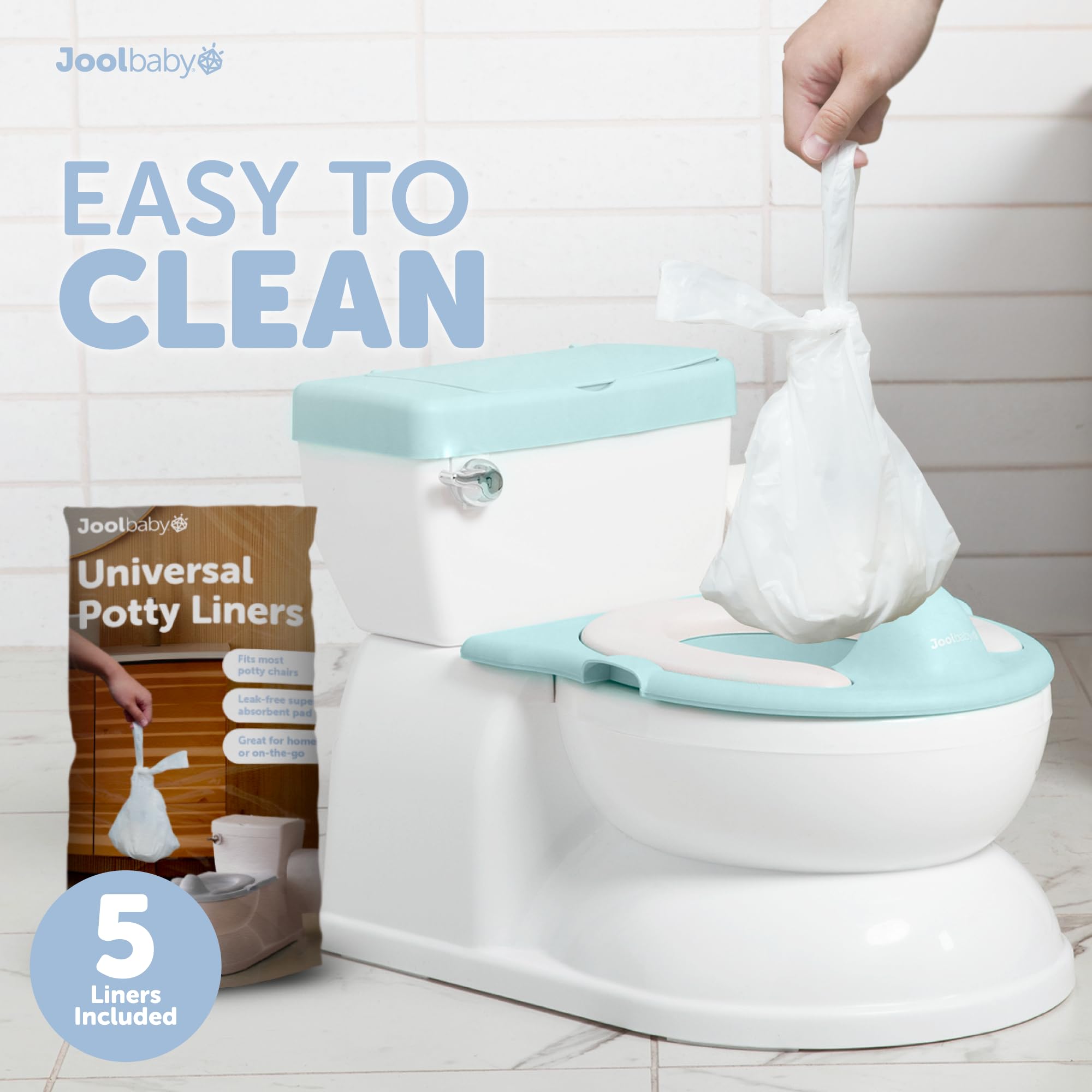 Jool Baby Real Feel Potty storage compartment keeps wipes and liners within reach.