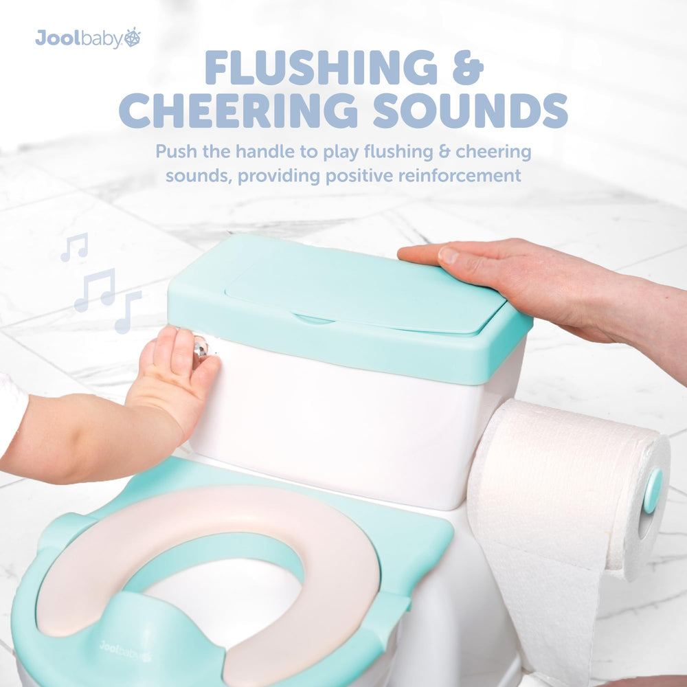 Jool Baby Real Feel Potty includes an extendable toilet paper rod for realism.