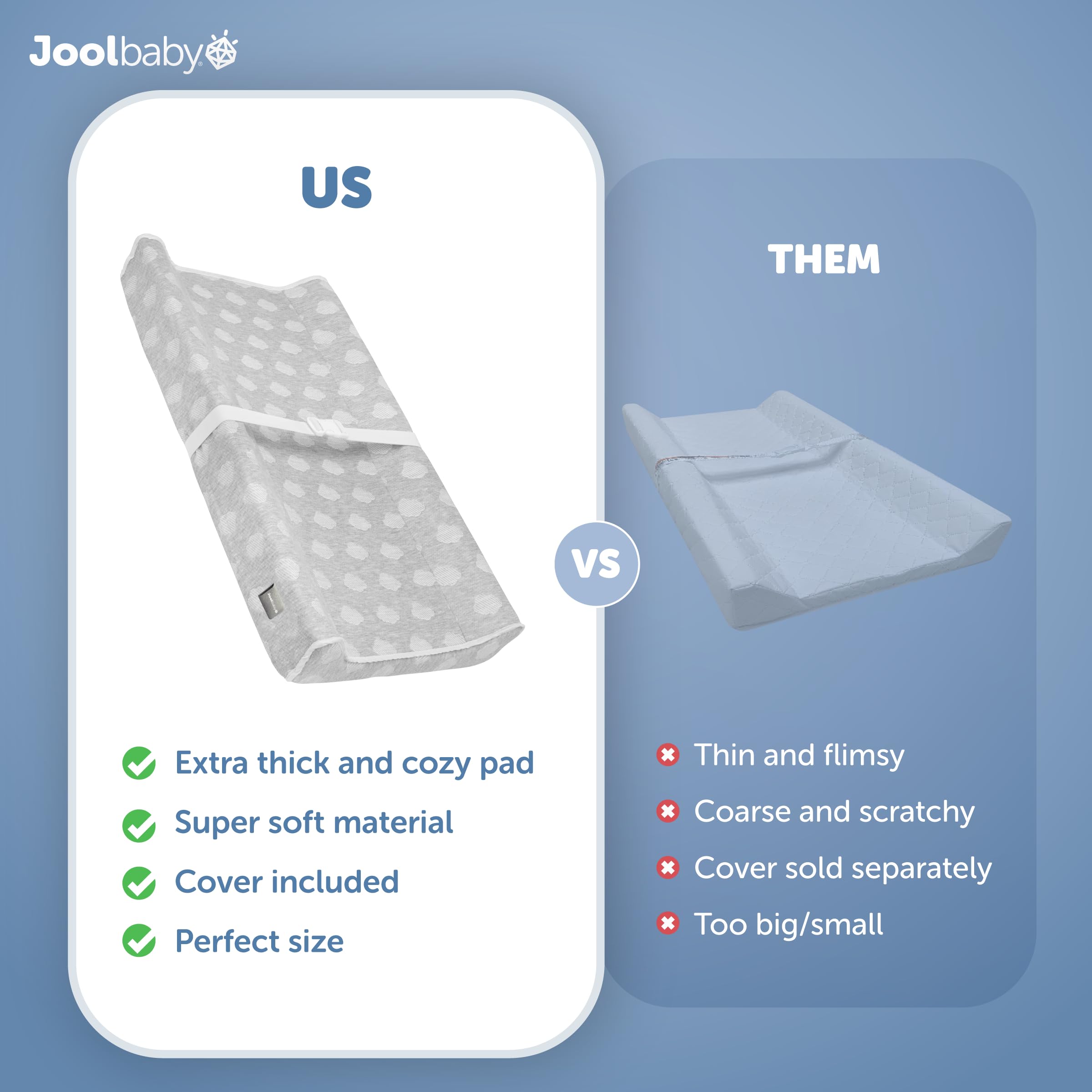 Jool Baby Serenity hook-and-loop attachment for drill-free dresser or table installation.