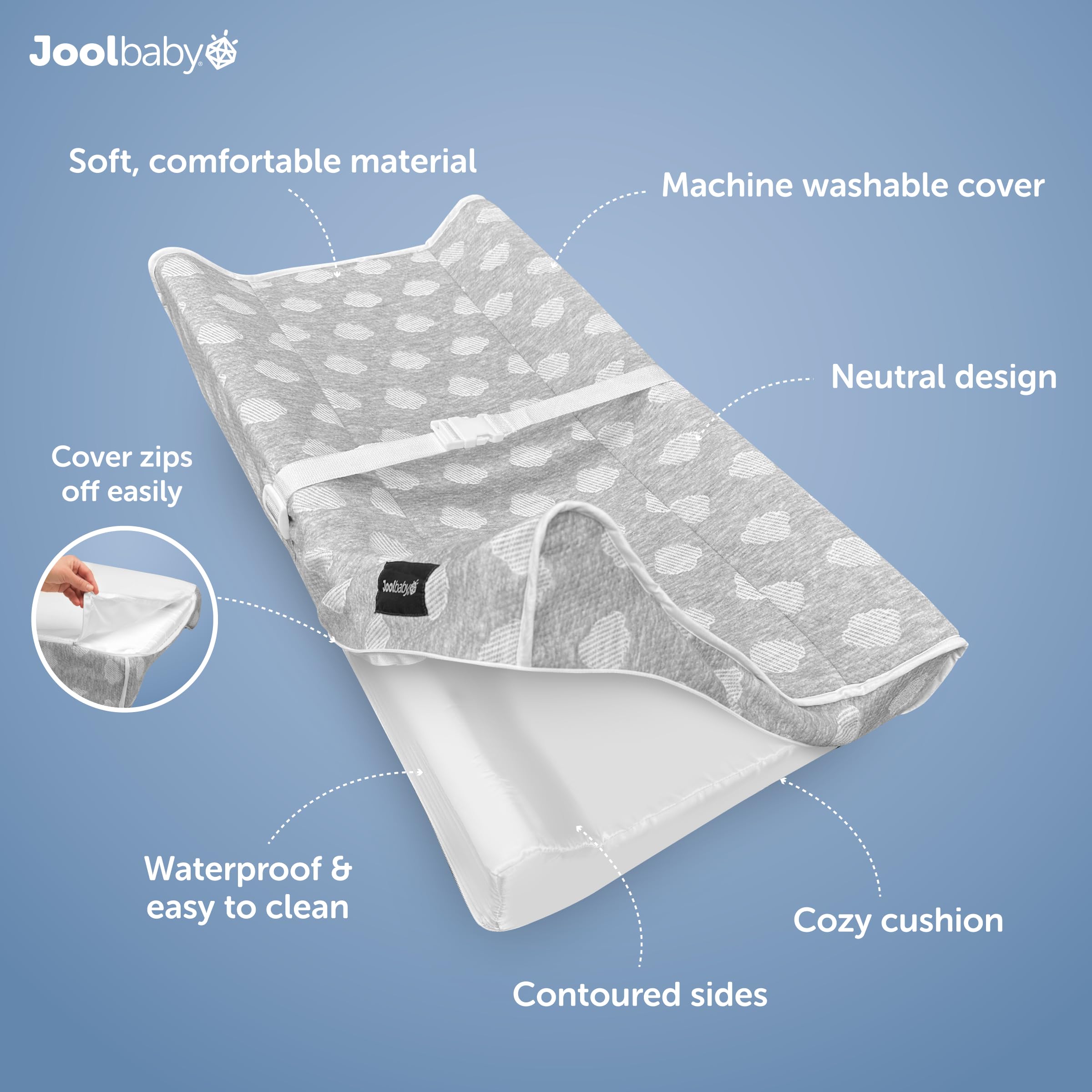 Jool Baby Serenity non-slip bottom helps keep the pad in place during changes.