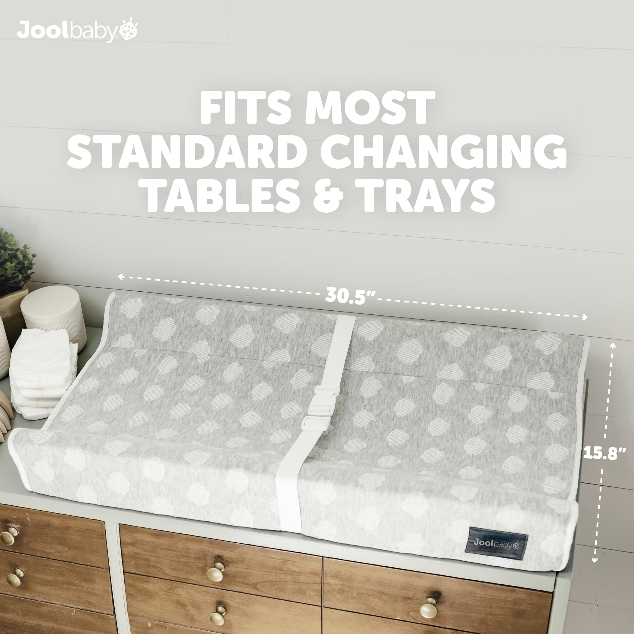 Jool Baby Serenity safety strap provides extra security during diaper changes.