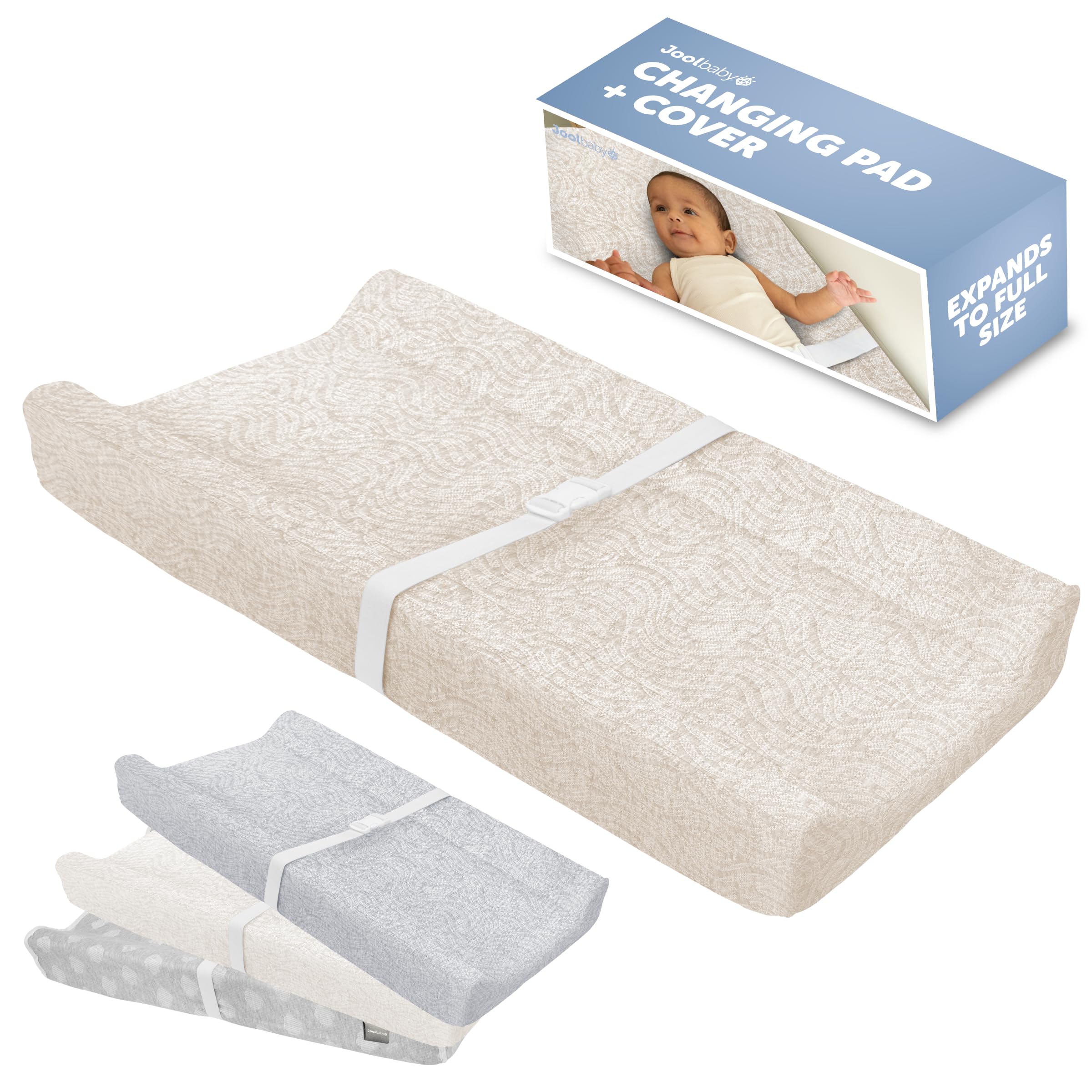 Jool Baby Serenity soft changing pad with wave pattern for gentle diaper changes.
