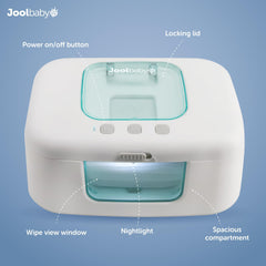 Jool Baby TinyBums wipe warmer night glow shows gentle LED illumination during changes