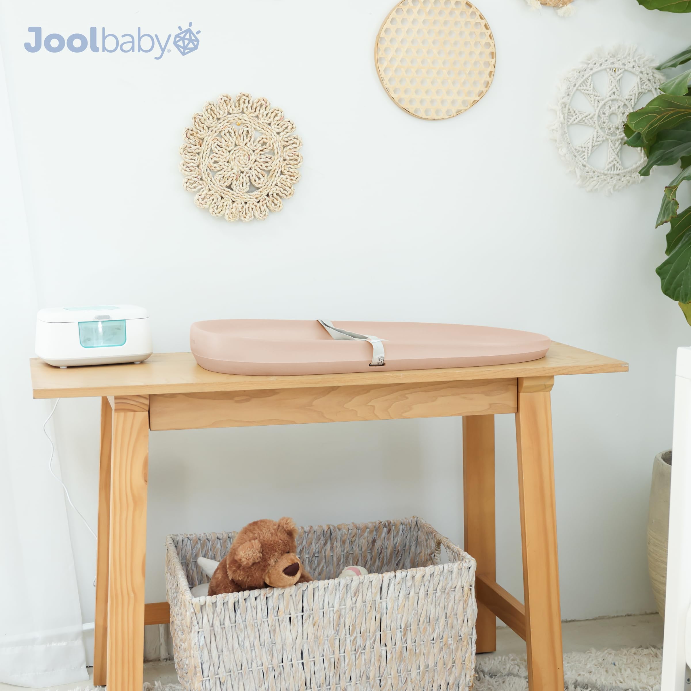 jool baby peach surface enables effortless cleaning between diaper changes