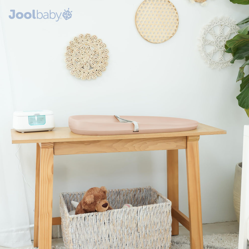 jool baby peach surface enables effortless cleaning between diaper changes