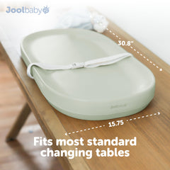 Jool Baby waterproof surface wipes clean quickly, reducing laundry from diaper messes.