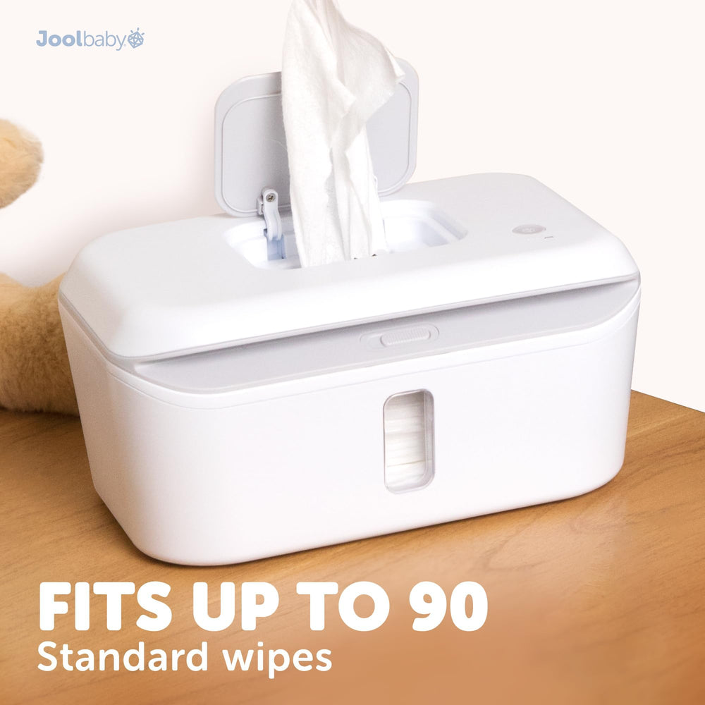 Jool Baby wipe warmer holds up to 90 standard wipes for steady dispensing