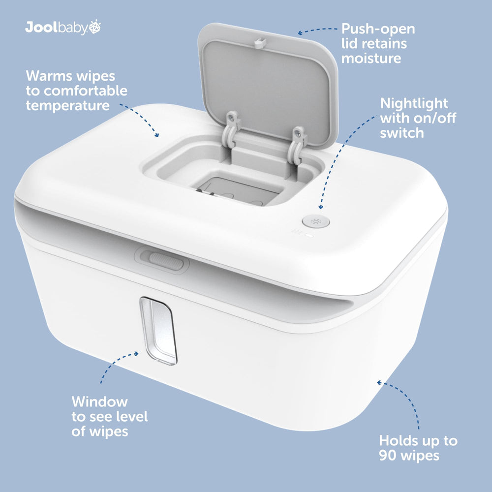 Jool Baby wipe warmer nightlight provides soft glow for night changes