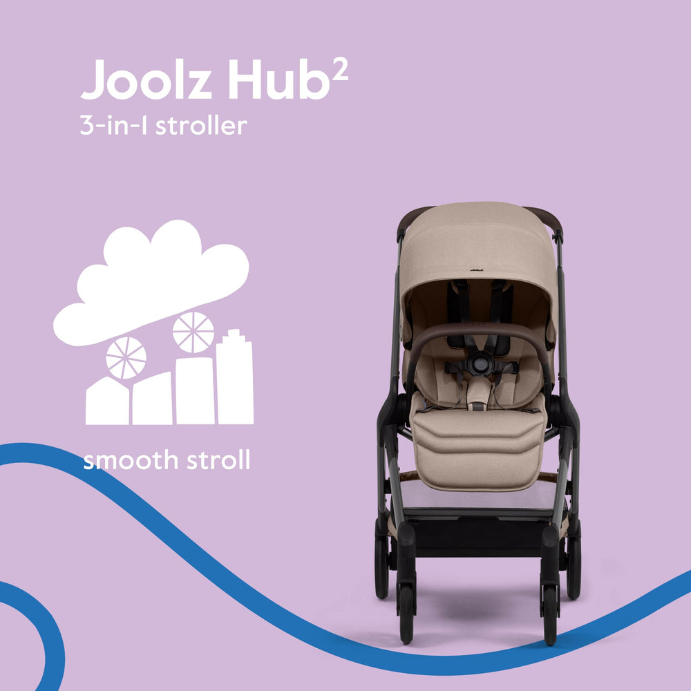 Joolz Hub2 Compact stroller Sandy Taupe UPF50+ canopy shields sun