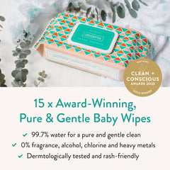 JOONYA Unscented Baby Wipes box open with large sheets for quick cleanups