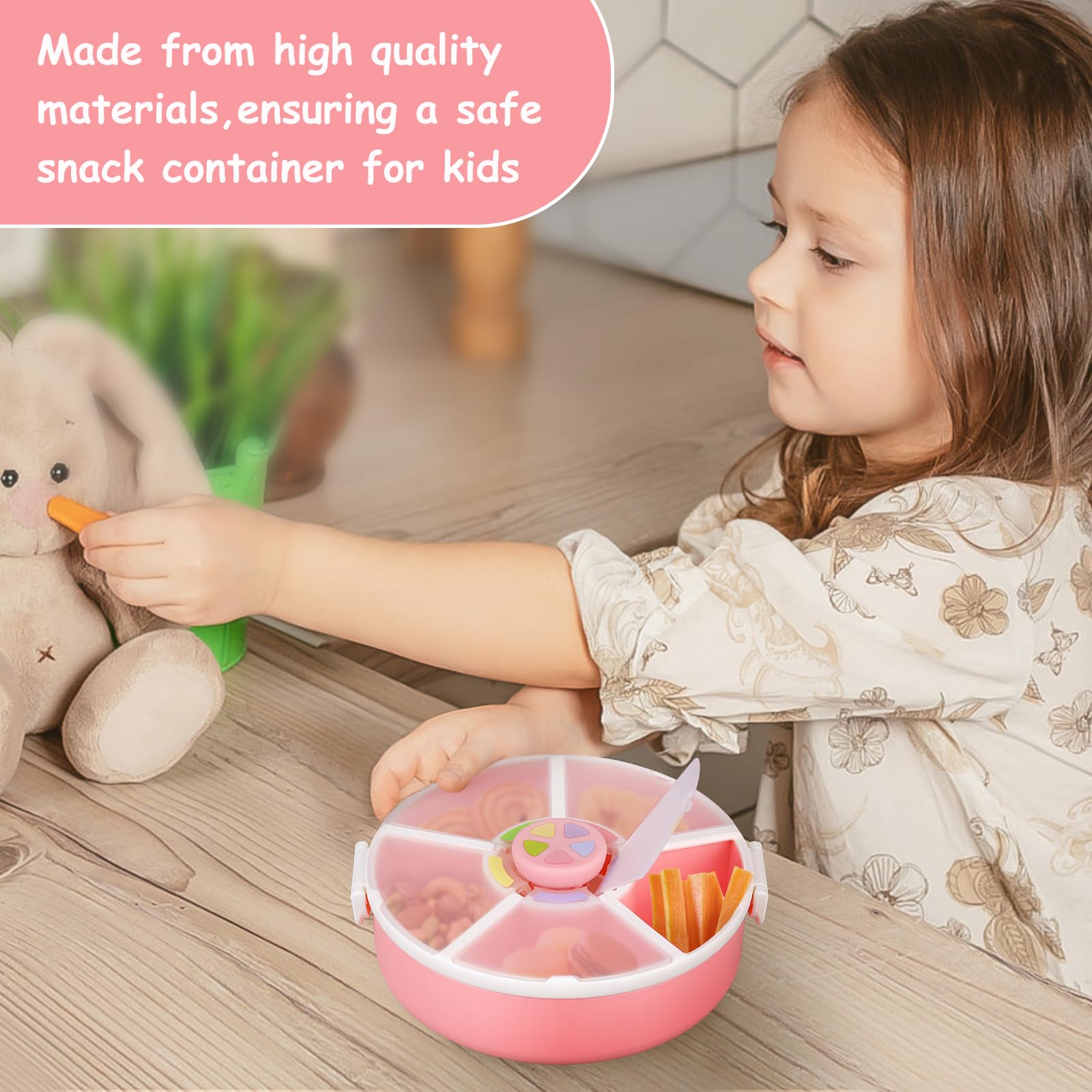 JOOPETALK rotating snack container compartments highlight organized kid portions
