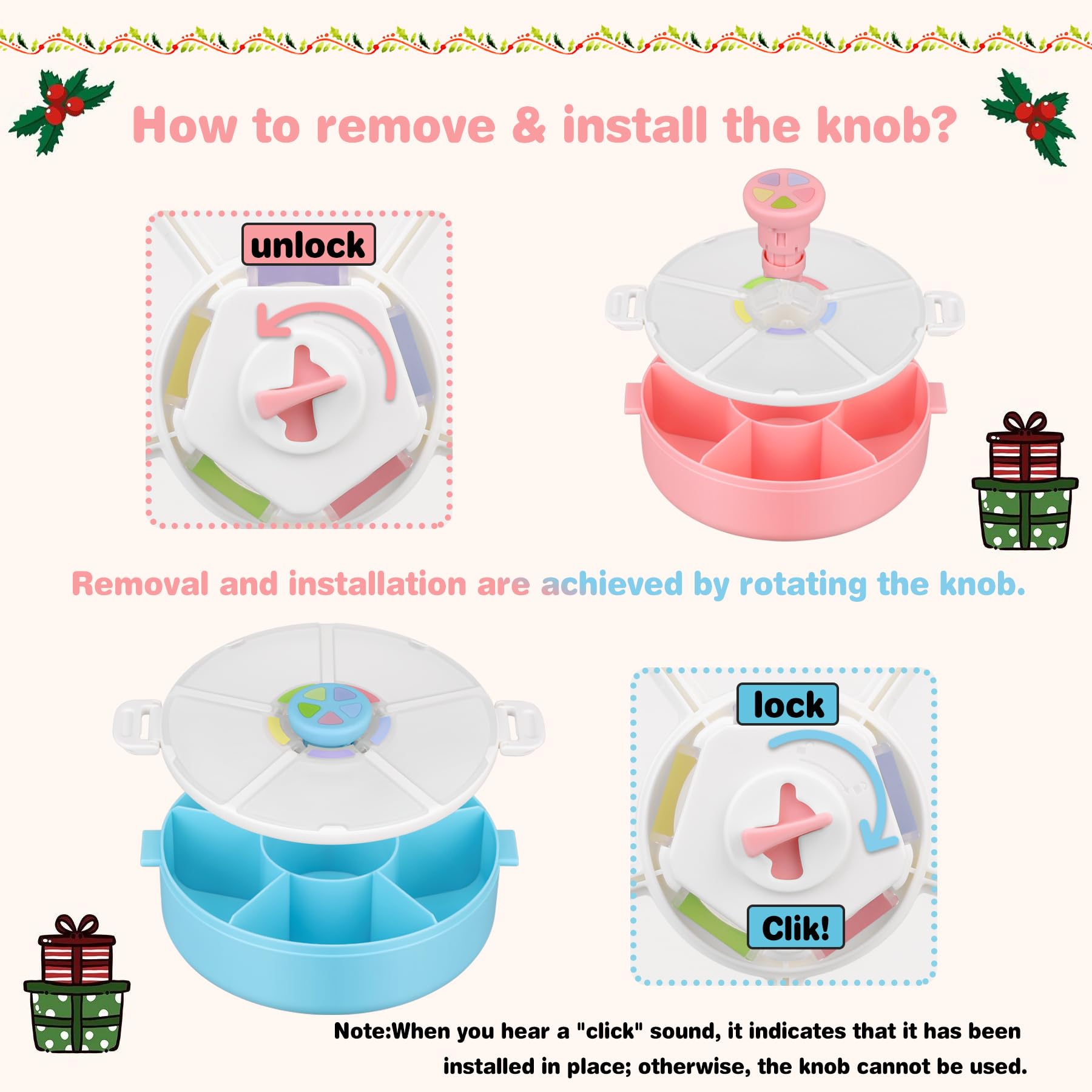 JOOPETALK round snack box with 6 compartments neatly separates varied snacks.
