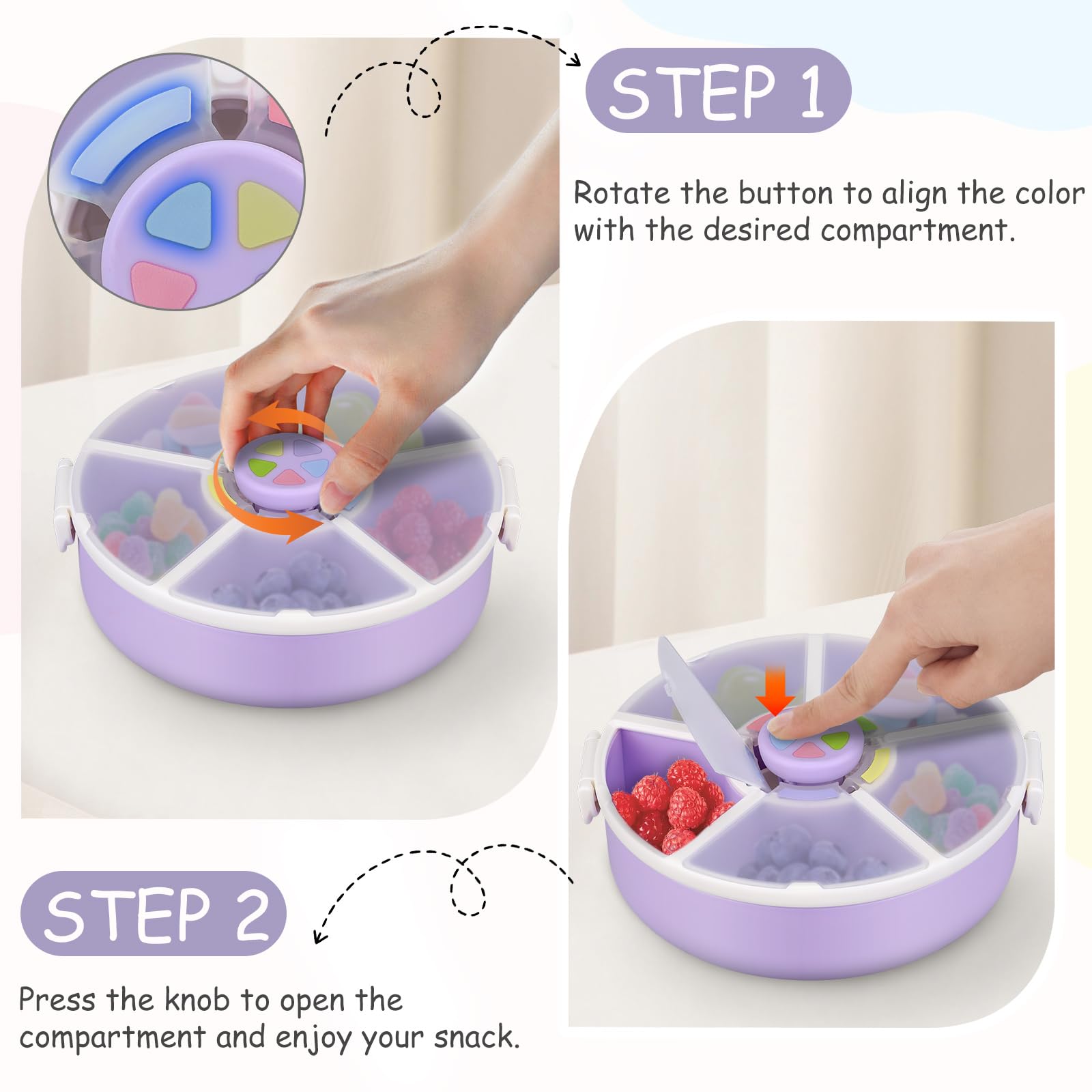 JOOPETALK round sectioned snack box with six compartments for variety on the go.