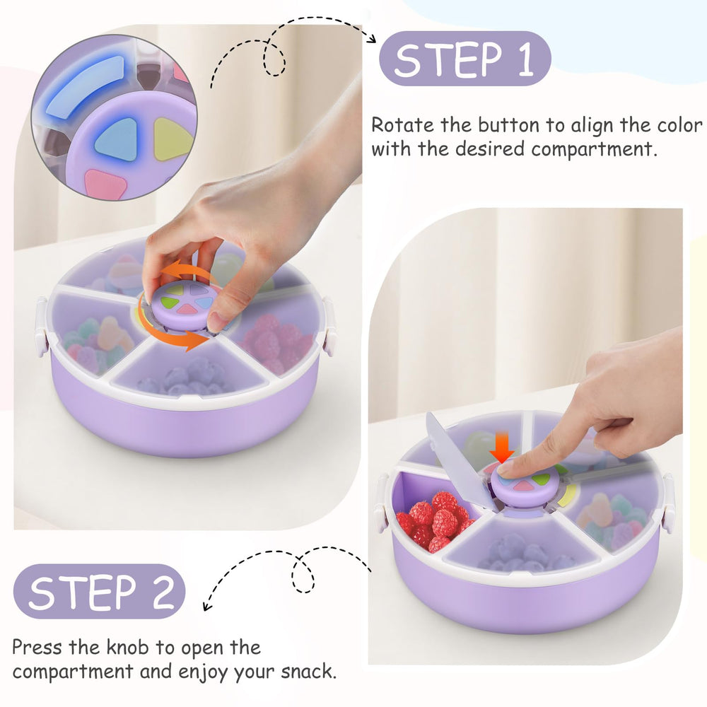 JOOPETALK round sectioned snack box with six compartments for variety on the go.