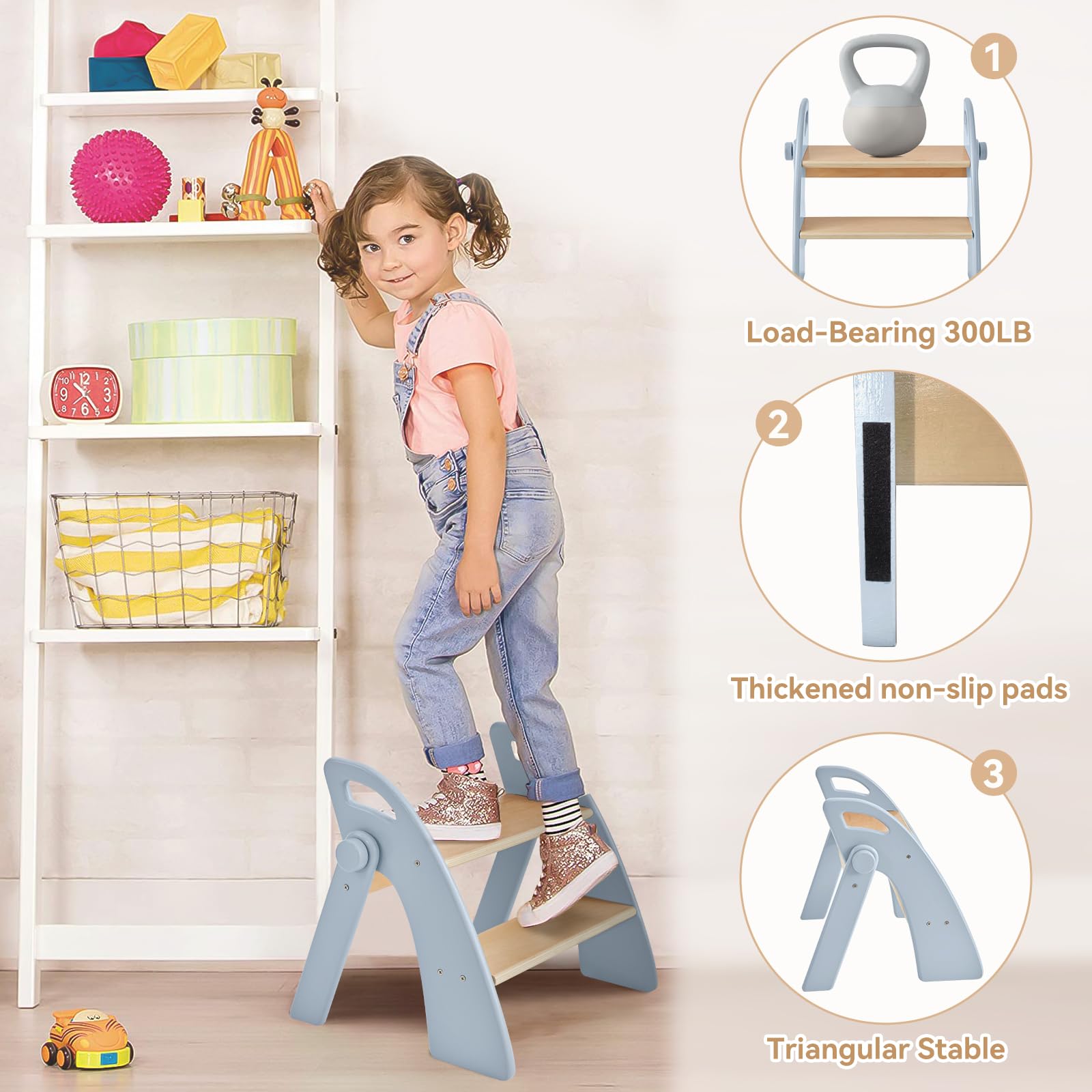 Joothlin wooden 2-step stool supports potty training and independent bathroom visits