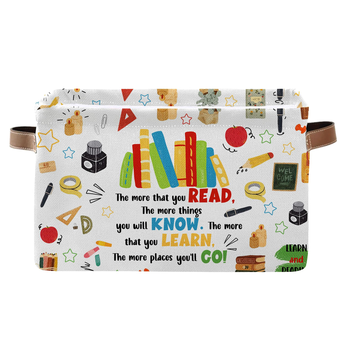 JOPJOLIW reading basket front view shows durable fabric for quick book storage