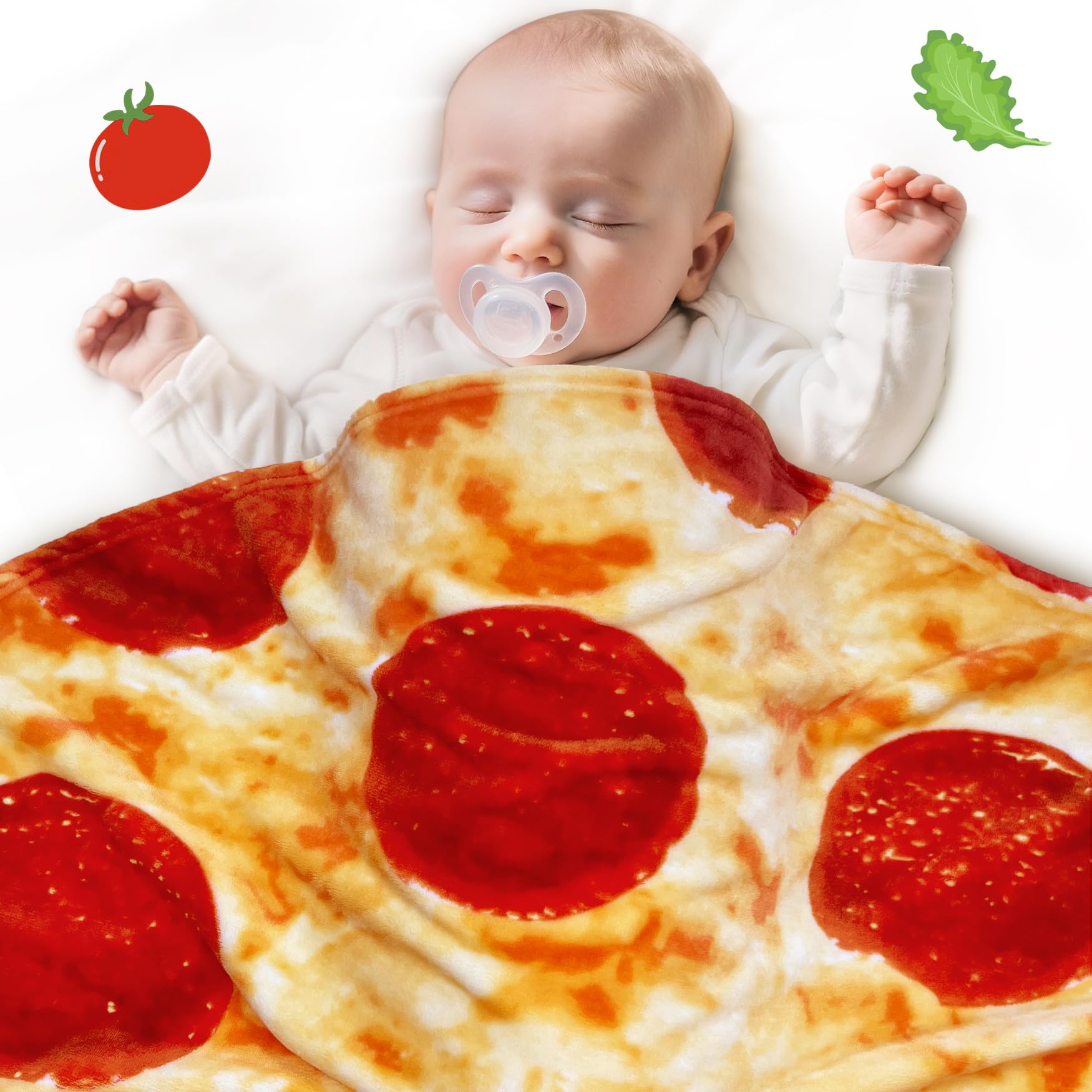 Jorbest Pizza Baby Blanket closeup fabric highlights ultra-soft flannel texture