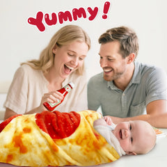 Jorbest Pizza Baby Blanket side wrap shows versatile swaddling and soothing use