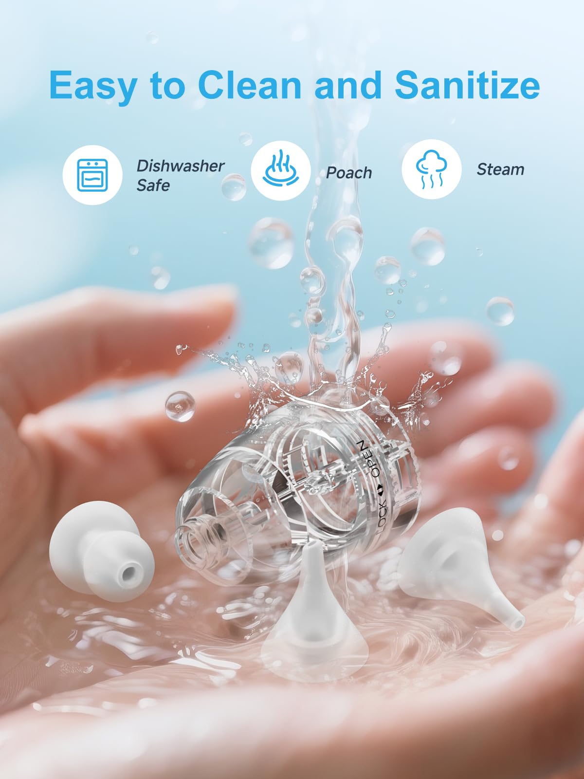 Jordcaslee easy-clean design showing detachable chamber for quick rinsing and sterilization.