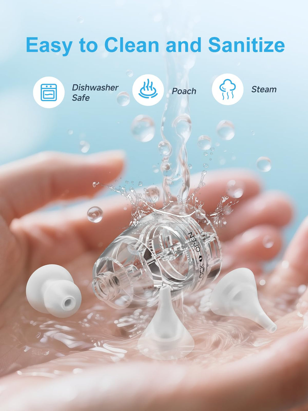 Jordcaslee easy-clean design showing detachable chamber for quick rinsing and sterilization.