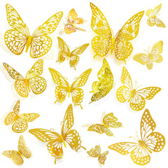JOSDIOX 3D gold butterflies on wall for party decor and photos