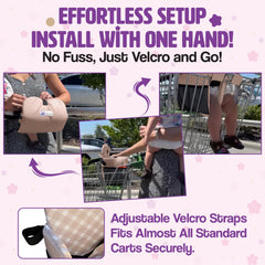 JoSeat baby seat cover waterproof lining protects against spills during shopping trips.