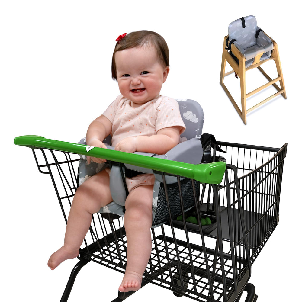 JoSeat multi-purpose cover used as high chair or park swing cover