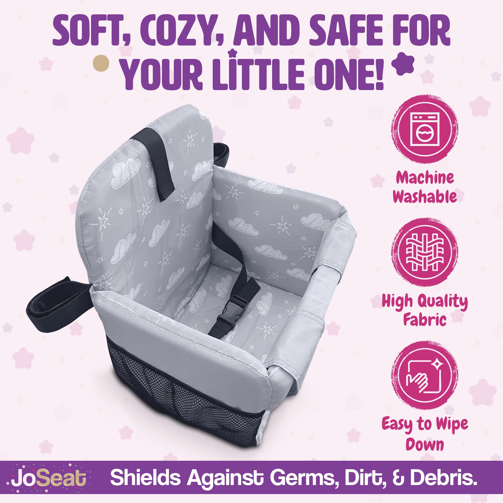 JoSeat soft cozy fabric enhances baby comfort during outings