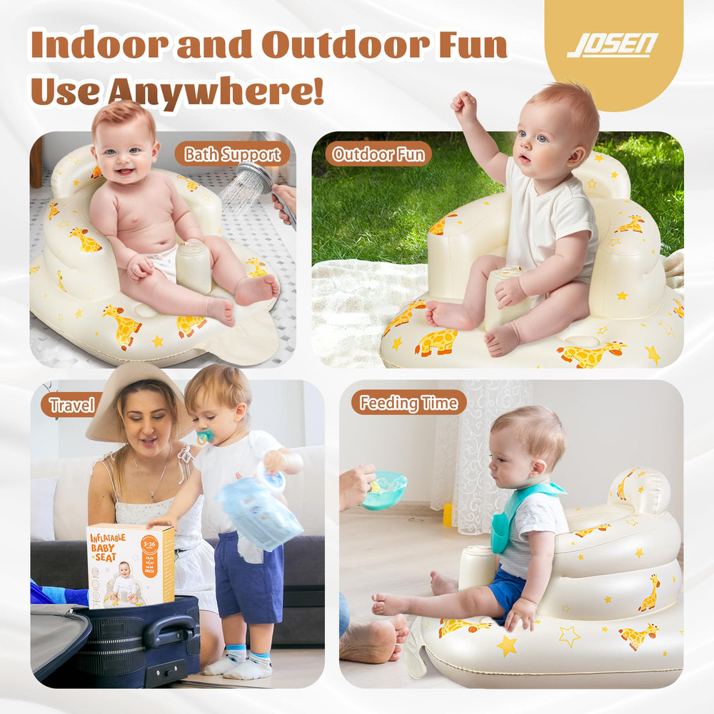 JOSEN inflatable seat in use for feeding or play.