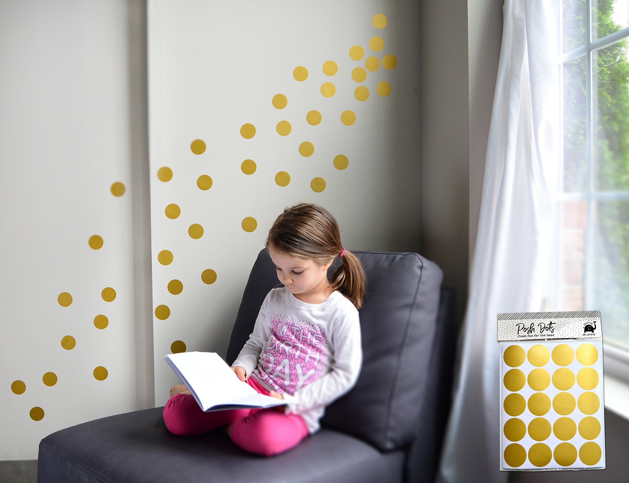 Josephine on Caffeine Posh Dots gold confetti style adds festive vibe to rooms.