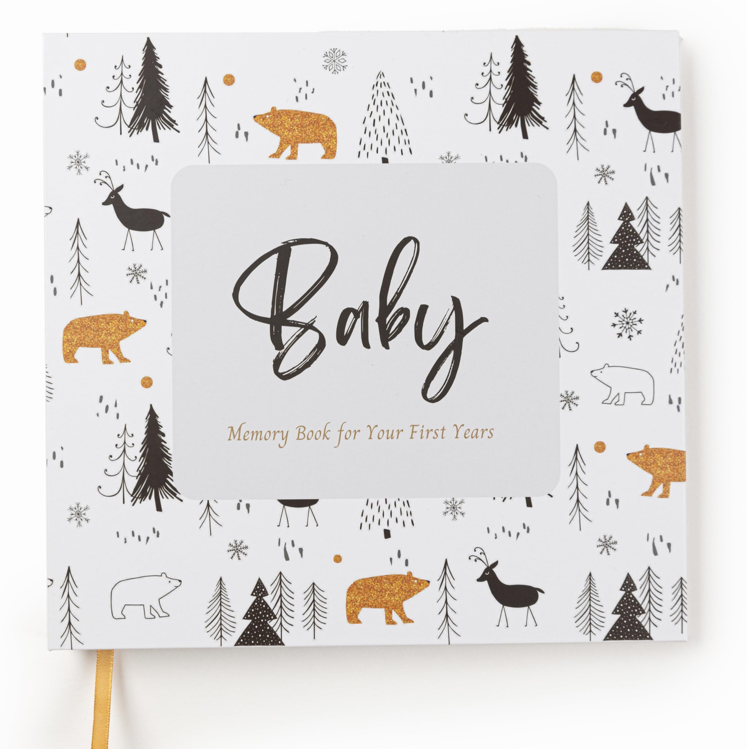 Joss & Lac Design memory book front cover in Black Forest, timeless baby memory starter