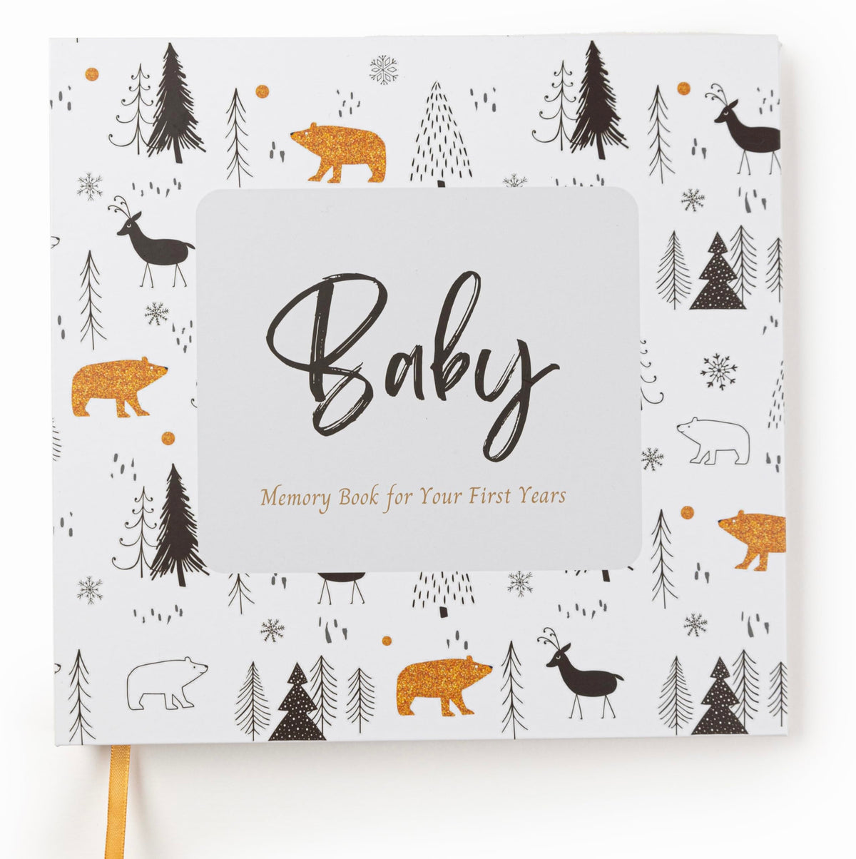 Joss & Lac Design memory book front cover in Black Forest, timeless baby memory starter