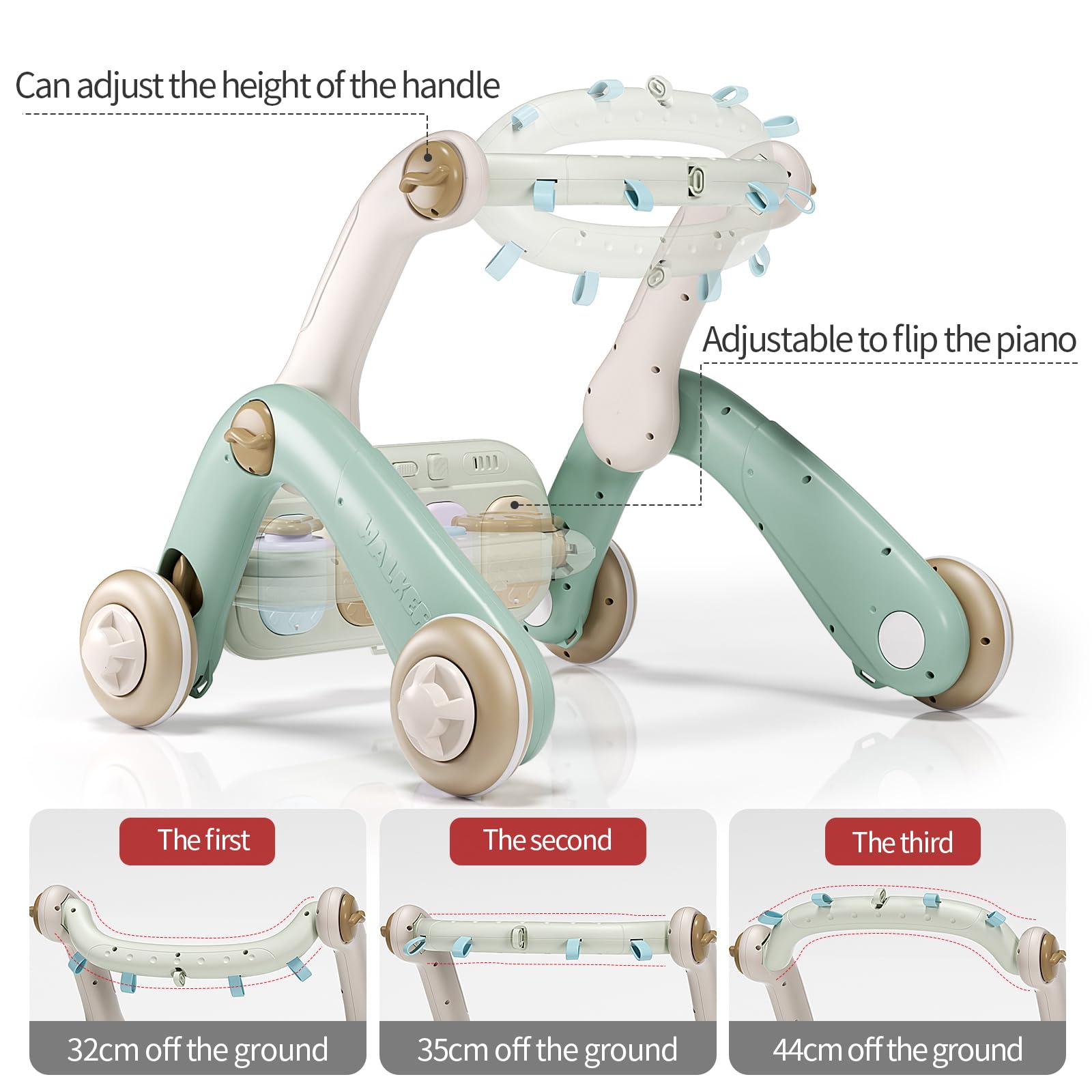 Jovow 2-in-1 baby gym adjustable height and non-slip handle support safe strides