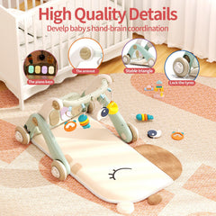 Jovow 2-in-1 baby gym side view emphasizes sturdy frame and ergonomic design for early mobility