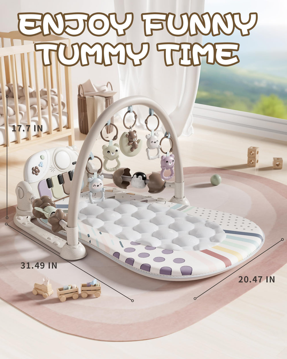 Jovow detachable toys encourage grasping and curiosity.