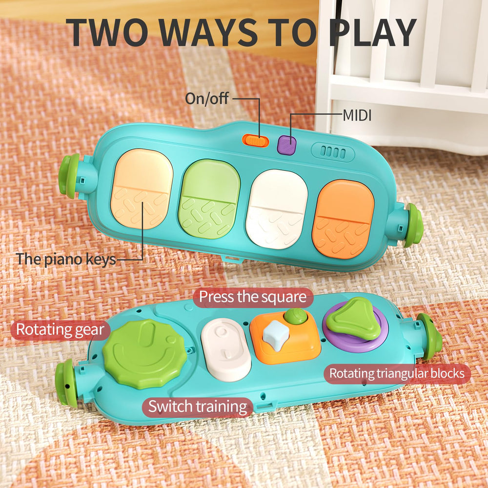 Jovow baby gym detachable toys engage senses with rattles and creaking actions.