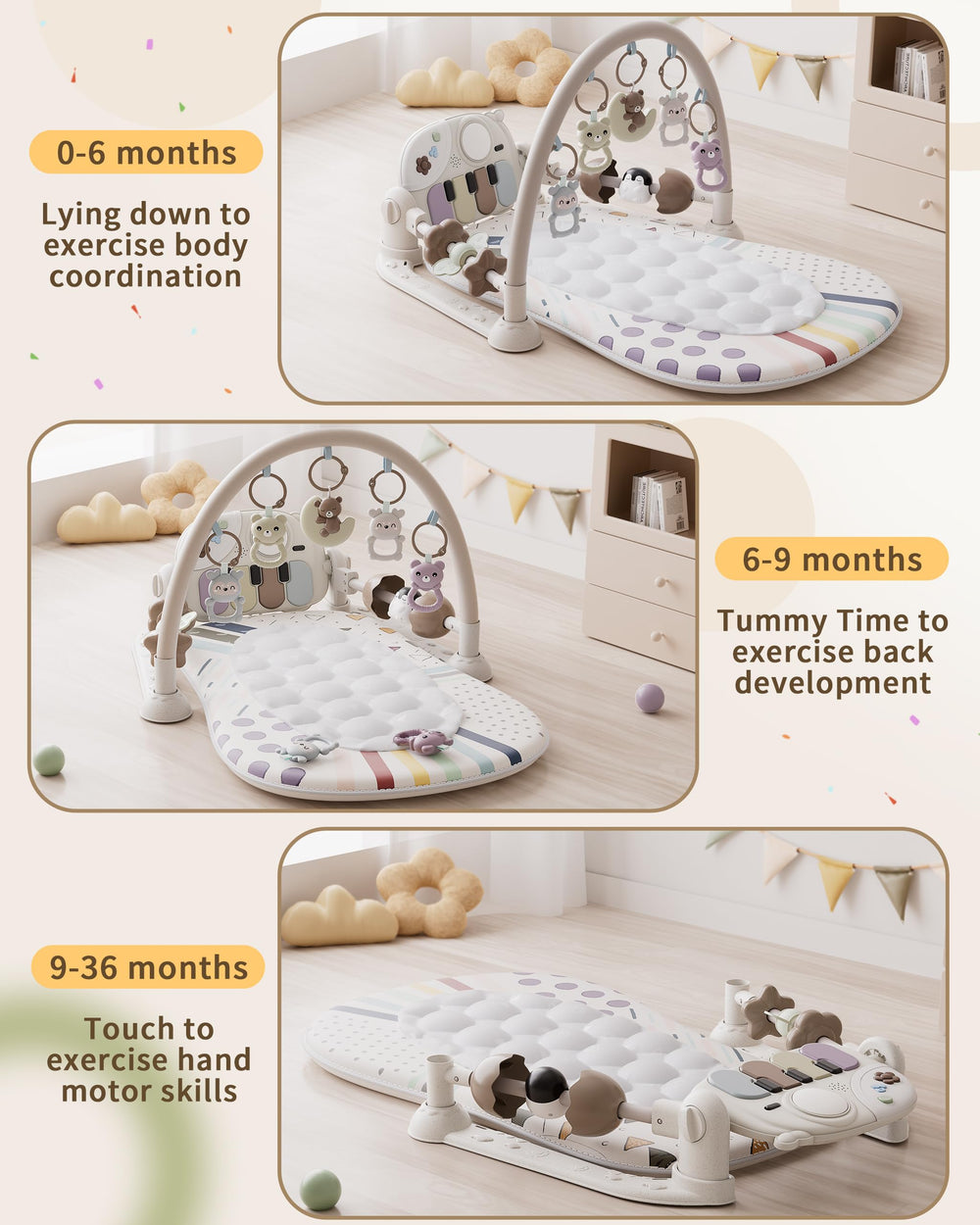 Jovow Baby Gym easy-carry design for travel and storage.