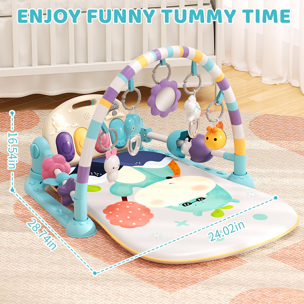 Jovow baby gym kick piano feature encourages kicking play with responsive sounds