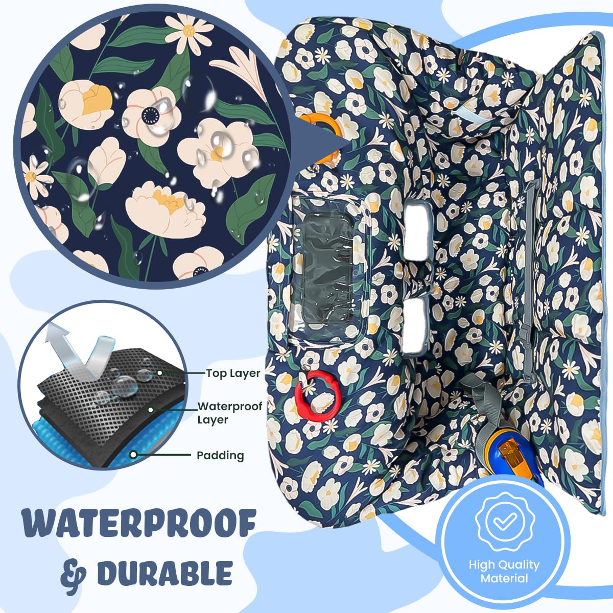 JOWEY padded high chair cover delivers plush comfort.