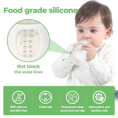 Joxodak blue silicone sleeve on bottle improves handling and visibility.