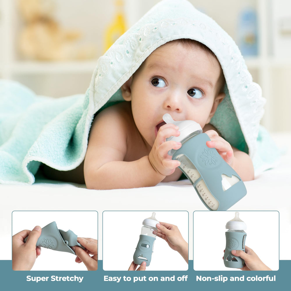 Joxodak anti-drop sleeve for Philips Avent 8oz bottle, cushions bumps during quick feeds.