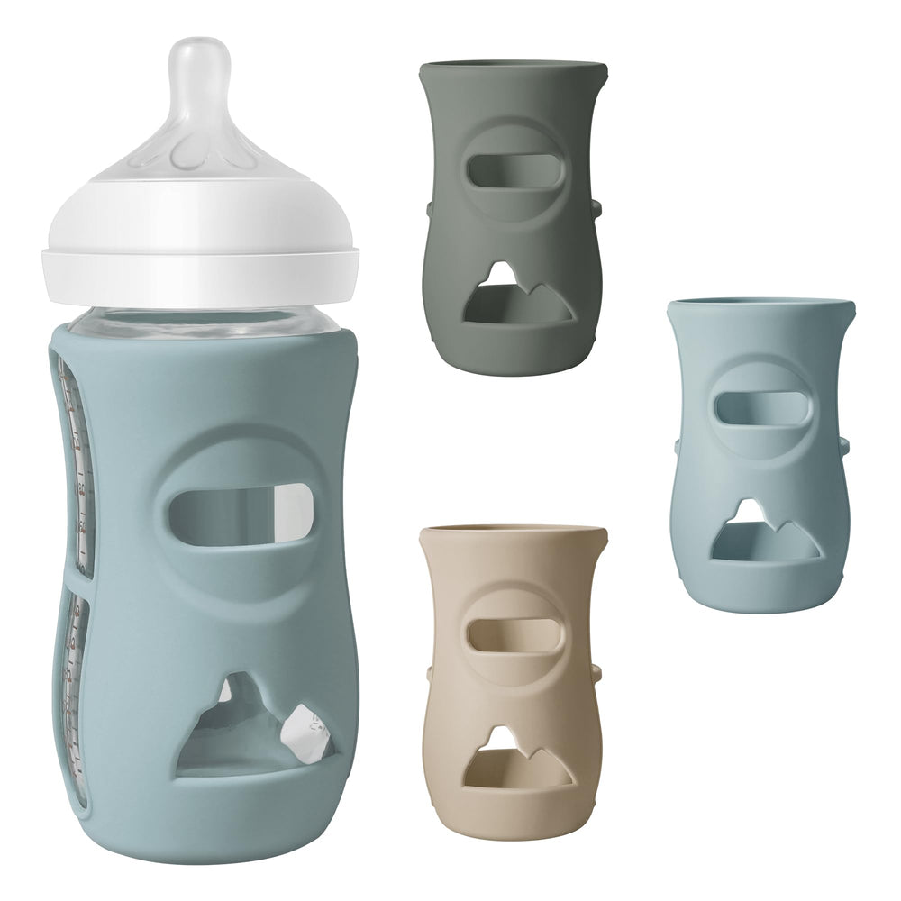 Joxodak beige silicone sleeve for Philips Avent 8oz bottle, adds anti-slip grip for easier feeding.