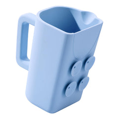 JOY ANAN baby bath rinse cup close up showing soft silicone for tear free rinsing.