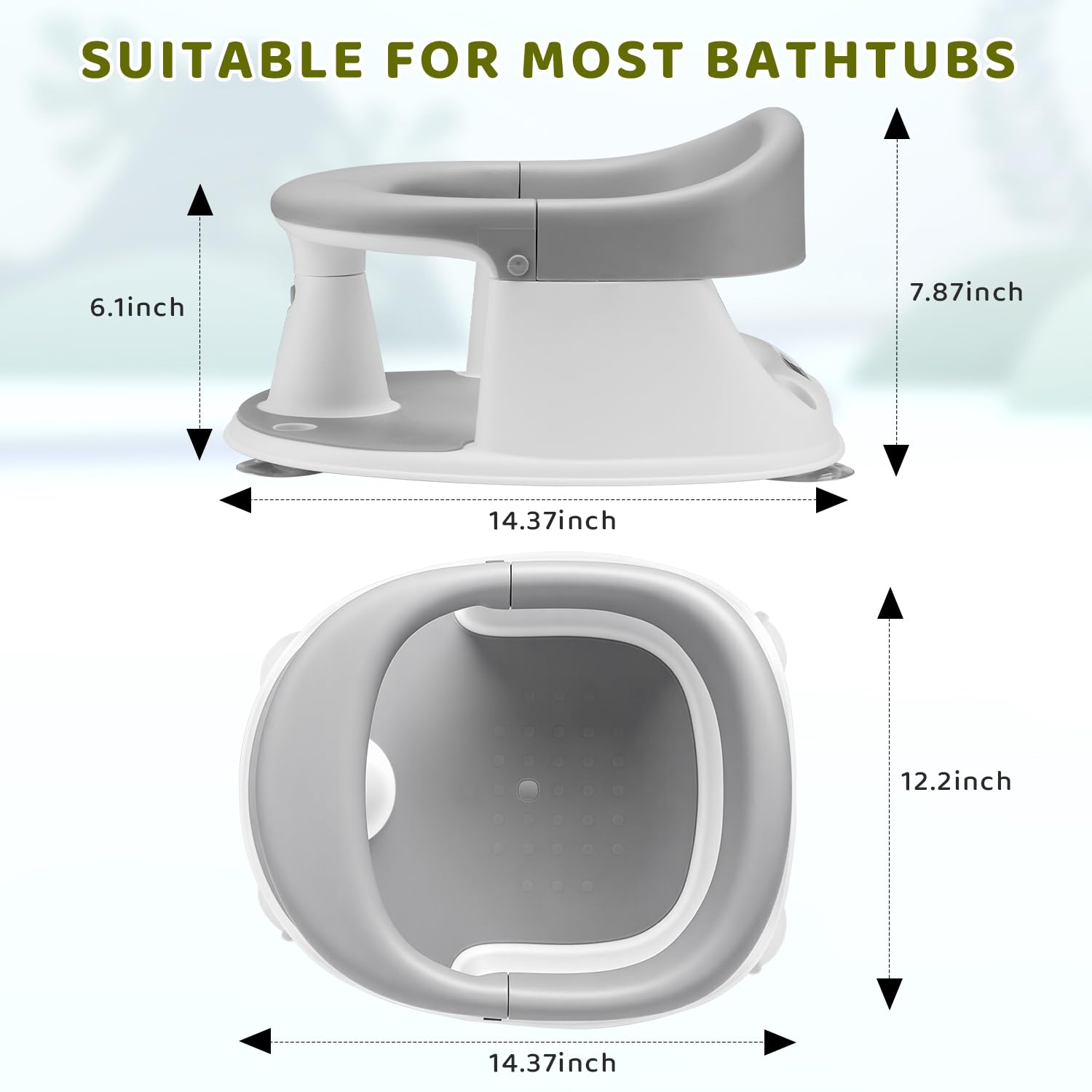 Joy Anan anti-slip pad helps keep baby steady during bath time.