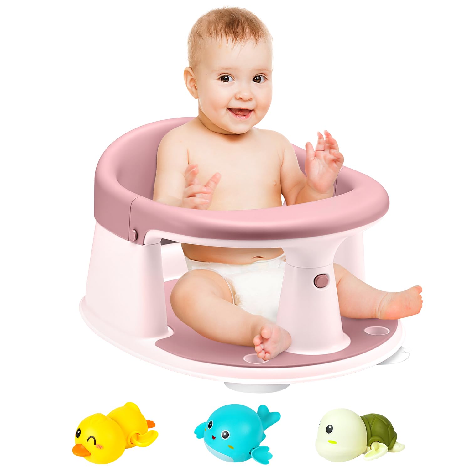 Joy Anan baby bath seat easy-entry view shows effortless entry with open armrest for the baby