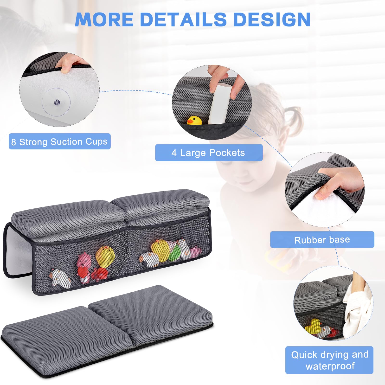 JOY ANAN bath toys organizer pockets keep toys within reach during bath time.