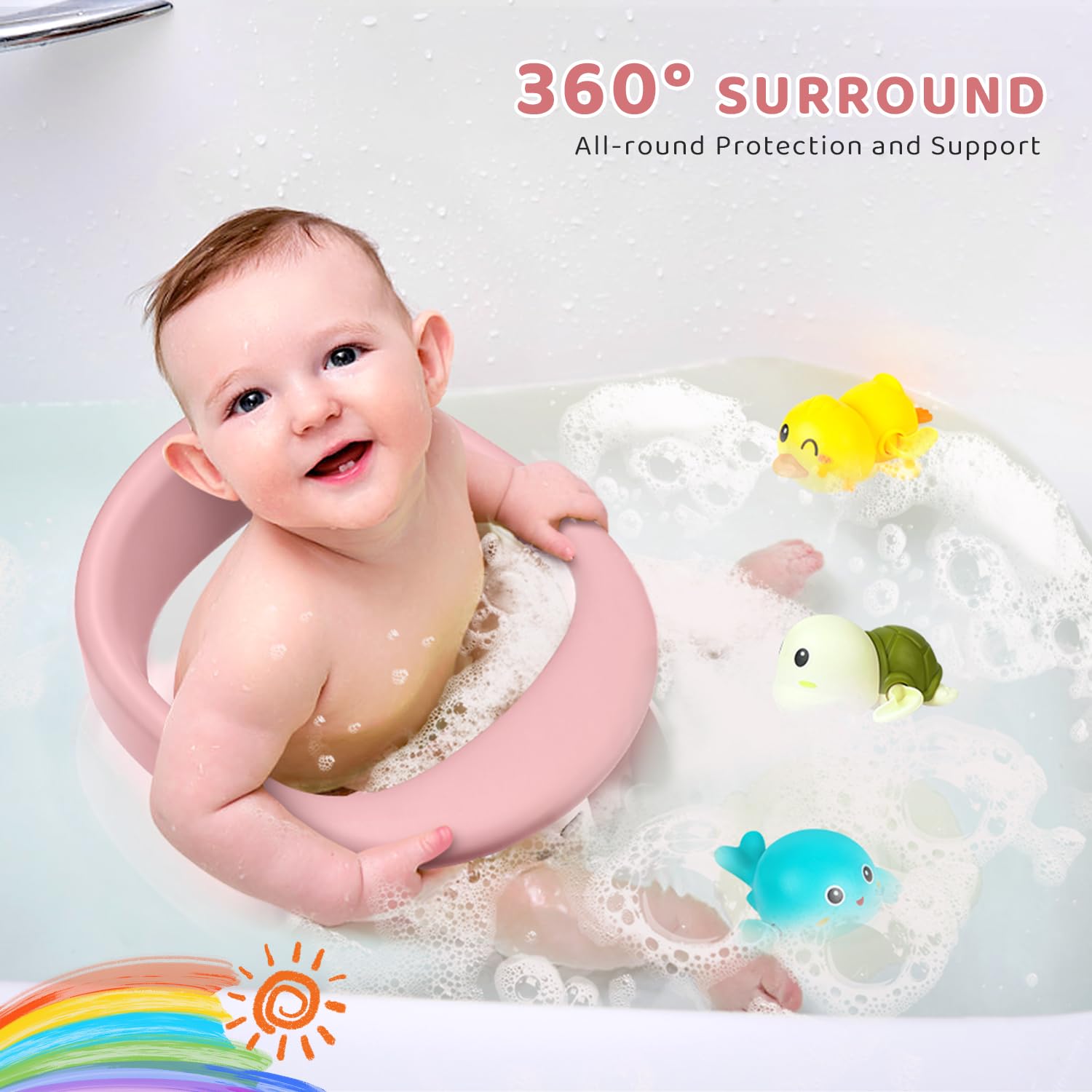 Joy Anan newborn-essential bath seat image emphasizes age suitability and practical gifting
