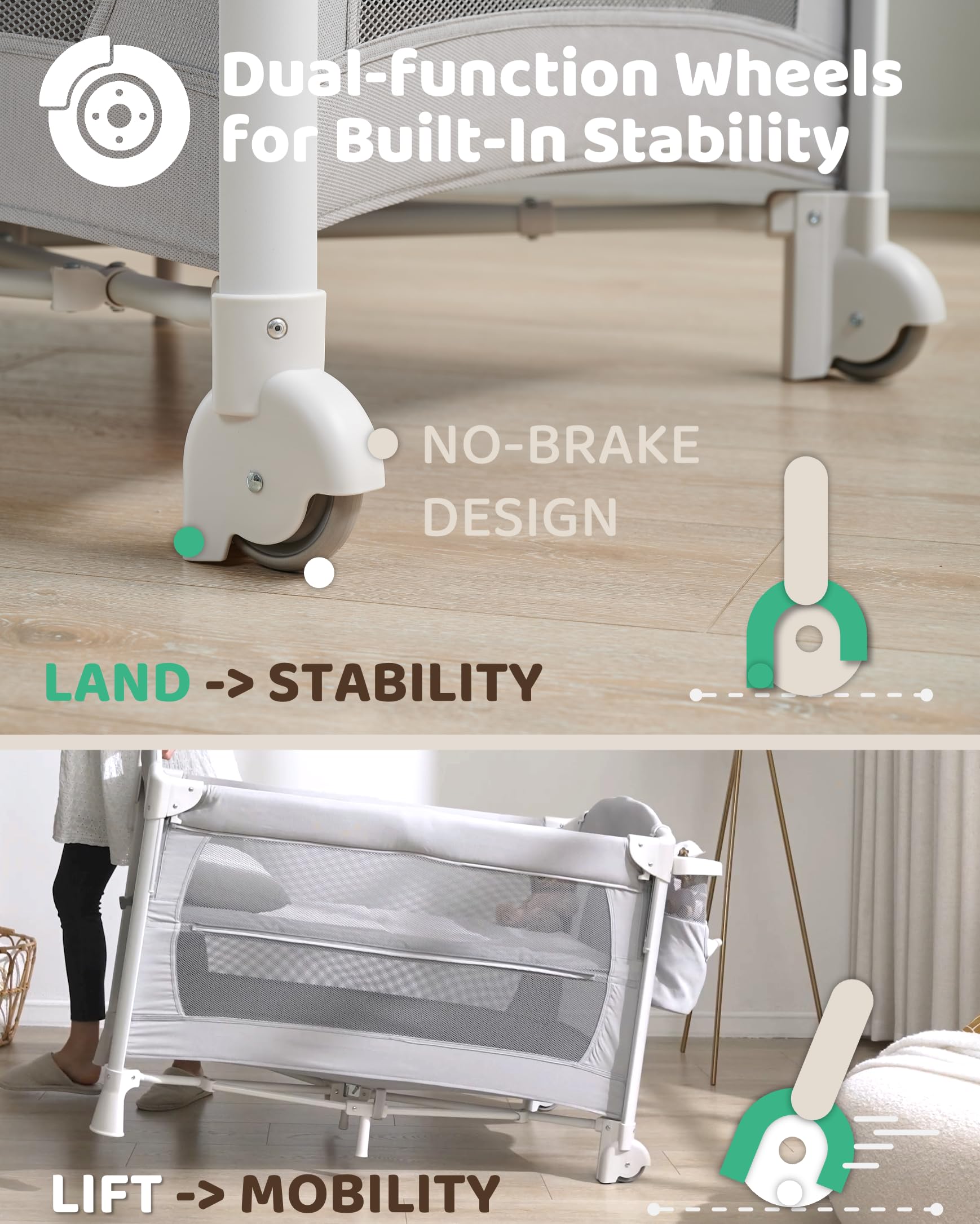 Joybai 1-step retractable side for effortless bedside access and comforting